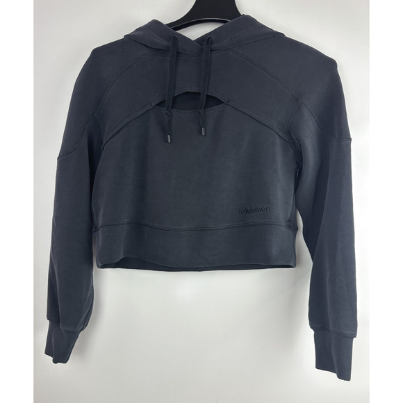 Lululemon Get Centred Crop Hoodie Black Size 4 Athletic Athleisure Vented Pocket - Picture 16 of 16